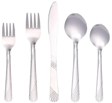 Ensemble de couverts, ensemble de couverts en acier inoxydable, plastique transparent, ensemble de cuillères, couteaux et fourchettes, ensemble de 50