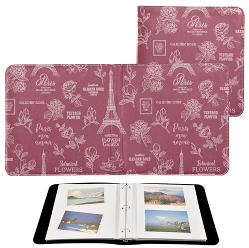 Fotoalbum mit Paris, romantisches Muster, Frühlingstour, rotes Bilderbuch für Fotos, College, Fotoalbum, selbstklebende Seiten, Kindheit, Fotoalbum, 10 x 15 cm, 15 x 20 cm