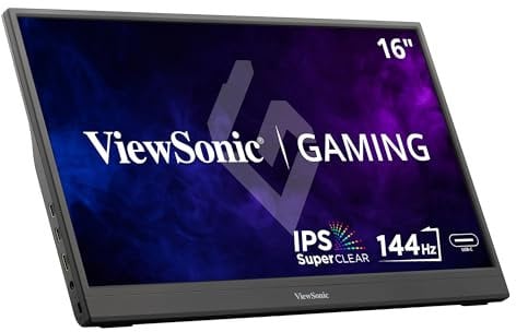 ViewSonic VX1654 16 Portable Gaming Monitor (1920 x 1080), 144Hz, 6.5ms, SuperClear® IPS, mini HDMI, 2 USB type C, speakers