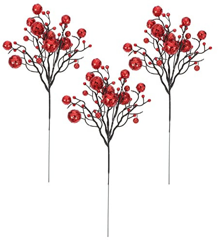 ULDIGI 3 Stück Künstliche Weihnachtsbeerenzweige Obst Und Beerenkranz Für Weihnachtsdekoration DIY-Dekoration Für Zuhause Und Geschäft