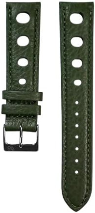 WB Original Classic Racing Leder-Uhrenarmband | Dunkelgrün - 20 mm - Schließe: Silber Poliert | Hirschleder, Leder | Ersatz-Armband