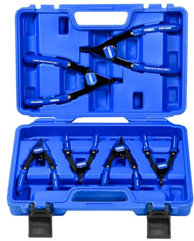 PESIKO Vielseitiges Sprengringzangen-Set, 6-teilig – Innen- und Außenseegeringzangen, 6 und 8 Zoll, Präzisionszangen mit geraden und gebogenen Backen