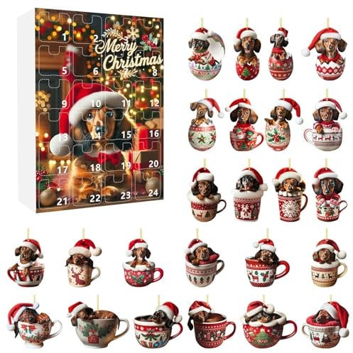 Calendario dell'avvento 2024 con bassotto natalizio, calendario dell'avvento per bambini, calendario dell'avvento 2024 con cani carini, calendario dell'avvento 2024, calendario dell'avvento 2024 per