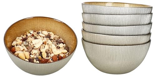 MamboCat 6er Set Kairo Gold Müsli-Schale I 500ml I elegante Glas-Schüssel mit goldenem Relief I 6 Personen I für Salat, Obst, Chips & Co.