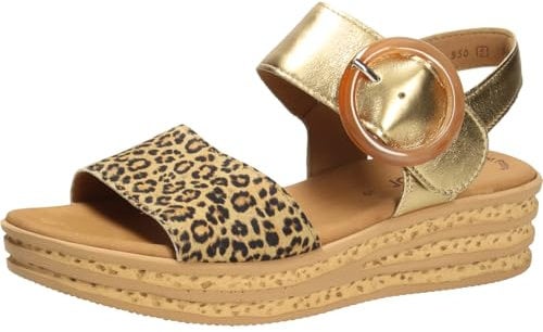 Gabor Damen Plateausandalen, Frauen Sandalen,Plateausandaletten,Dicke Sohle,Sommerschuhe,Freizeitschuhe,offene Schuhe,Natur/Gold,37 EU / 4 UK