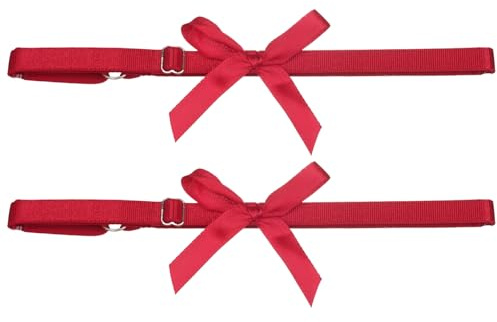 Red Garters, Bridal Garters, Wedding Garter for Brides, Pack of 2 Elasticated Thigh Straps with Red Ribbon Bow