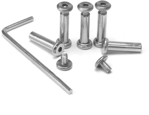 KINDPMA 70Pcs M3*15mm Vis de Connexion et Manchon Vis de Liaison en Acier Inoxydable Vis de Raccordement Connecteur d'armoire Connecteur Fileté Vis d'Assemblage pour Meubles Poignée Porte