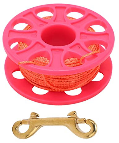 Baxnore Moulinet de plongée 30 m, Bobine de Doigt de plongée en Plastique, Moulinet de Ligne de plongée léger, Moulinet de plongée Multifonction avec Clip à Boulon à Double (Rose)