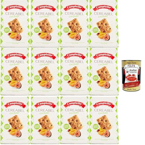 Italian Gourmet Cereabel biscotti frollini Müsli-Kekse Früchte 12 x 220g | Con cereali croccanti, ohne Palmöl; gusto rustico, mürbe Textur, ideale zu, Gesamtnettogewicht 2,64 kg + Kostenlos Polpa 400g