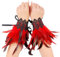 2 Pcs Gothic Feder Manschetten Rabe Hexe Priesterin Kostüm gefärbte Hahnfeder Armbänder mit Druckknopfverschluss Party Karneval Cosplay Dekorative Federärmel für karneval, Gotische Kleiderparty