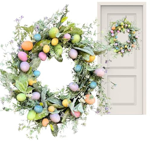 Osterkranz Für Die Haustür, 45cm Künstliche Ostereier, Ostertürkränze Im Freien, Künstlicher Frühlingskranz Mit Eiern, Bunte Eierkranz Für Die Heimdekoration, Frühlings Wohndekorationskranz