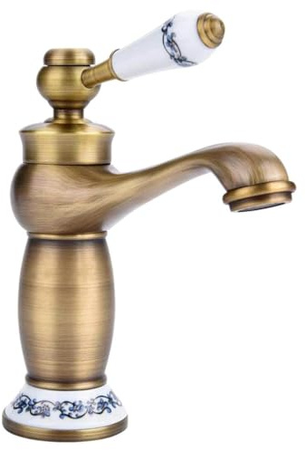EGTink Wasserhahn Bad Antik Braun Messing,Waschtischarmatur Retro,Einhebelmischer Badarmatur Mischbatterie für Badezimmer,Waschbecken Armatur mit Keramikventil