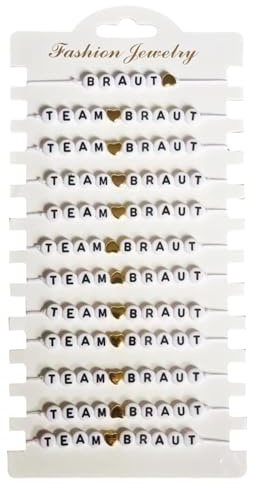 12 Stück Team Braut Armbänder Set - JGA Accessoires Frauen mit Team Braut Gravur Elegante Armbänder Jga Frauen für Junggesellinnenabschied & Hochzeitsvorbereitung Für Frauen Braut Hochzeit