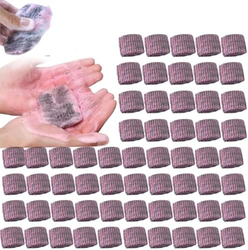 Topfreiniger Aus Stahlwolle Mit Seife gefüllte Topfreiniger Pads 60 stk Seifenpads aus Stahlwolle, VKratzfreie Stahlwolle Schwamm, Vielseitiges Reinigungspad für Geschirr, Grills und Spülbecken