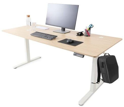 Arebos Escritorio Eléctrico Ajustable 180 x 80 cm | Altura 72-118 cm | Función Memoria | Mesa Ergonómica de Pie y Sentado | para Oficina, Hogar, Teletrabajo | Beige