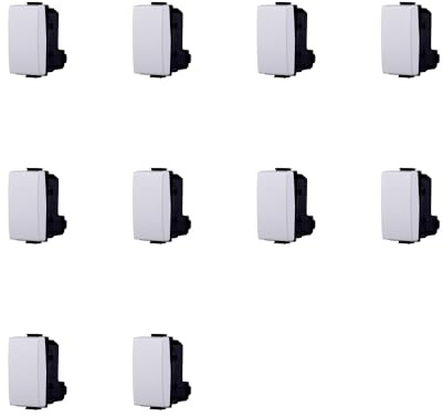 Elektronova Interruttore Unipolare 1P 16A, Compatibile Bticino Matix, 1 Modulo, Colore Bianco - Confezione 10 pezzi