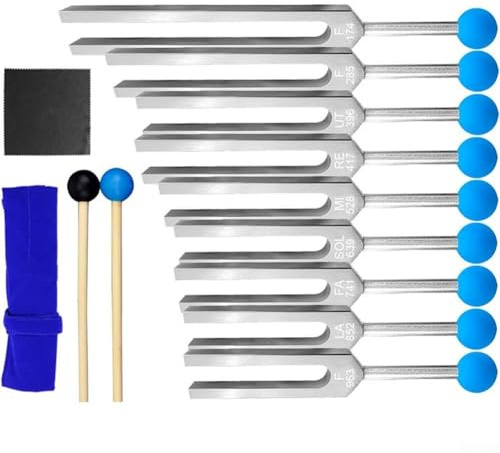 MeevrgR 9-Piece Solfeggio Tuning Fork Set – 174Hz to 963Hz Aluminum for Sound Therapy, Chakra Healing & Music Tuning