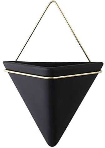 DXEHSEUY Pot de fleurs mural triangulaire géométrique pour décoration d'intérieur Noir M