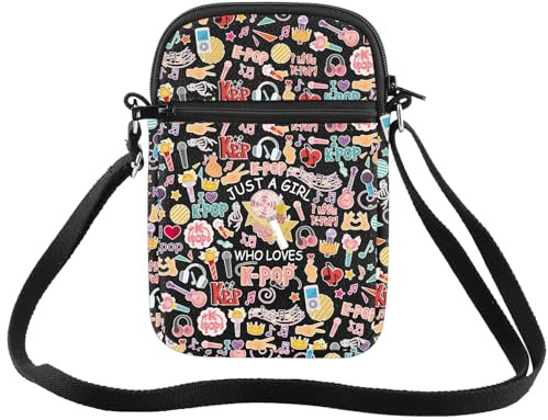 PLITI K-Pop Crossbody Bag K-Pop Sänger Merchandise Geschenk Just A Girl Who Loves K-Pop Geschenk für K-Pop Music Fan K-Pop Team Geschenk