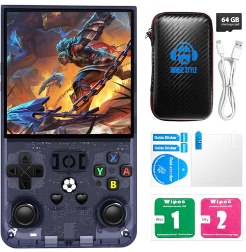 R36MAX Console de jeu portable rétro avec système Linux open source, carte TF de 64 Go intégrée, plus de 18 000 jeux vidéo classiques, console de jeu portable avec écran IPS HD de 4 et batterie de