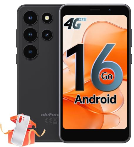 Ulefone Note 22 SIM-Free & Unlocked Mobile Phones Android 16 Go, 5.0 Mini Cheap Smartphone, 20GB+32GB (2TB Expand) 4G Dual SIM Phone, Removable Battery, 3-Year Warranty, Black [No Charger Included]