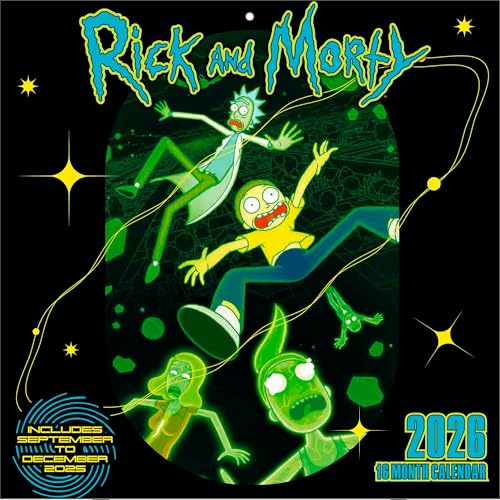 Pyramid - RICK AND MORTY 2026 – Broschürenkalender 30×30 cm (aufgeklappt 30×60 cm) mit 12 Kultmotiven aus der Adult-Swim-Serie