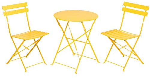 Grand patio 3-Piece Bistro Set Folding Outdoor Furniture Sets with Premium Steel Frame Portable Design for Bistro & Balcony, Yellow