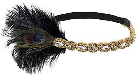 YWLINK Gatsby KostüM Accessoires Klassisch Cocktail Tea KopfstüCk Flapper Stirnband Tanzparty Party Retro Headwear FüR MäDchen Und Damen 1920er Jahre ZubehöR Stirnband