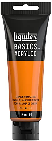Liquitex 8870037 Basics Acrylfarbe Kadmiumorange Farbton – 118ml Tube, lichtecht, mittlere Viskosität, seidenglänzend, monopigmentiert, Archivqualität