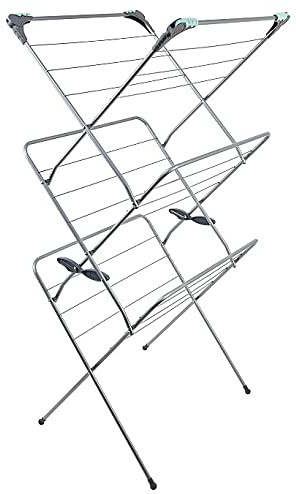 Abaseen NEW 3 TIER CLOTHES AIRER LAUNDRY DRYER INDOOR OUTDOOR TOWELS HOME RACK FOLDABLE (16M, Grey)