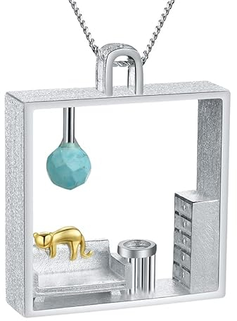 Springlight ✦Geschenke für Frauen S925 Sterling Silber Halskette Faule Katze zu Hause Anhänger mit Halskette Kettenlänge 43CM Naturstein Handgemachter Schmuck Geburtstagsgeschenk für Frauen.(Style2)