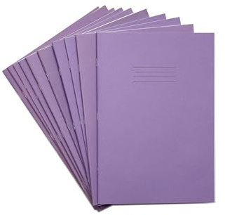 Rhino A4 Exercise Books, 32-Page / 8mm Lined with Margin Paper Notebook, 100-Pack, Office & School Stationery Supplies, Purple