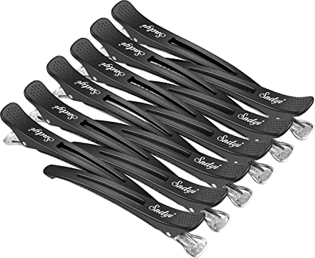 Sndyi Haarklammern Friseurbedarf, 12 Pack Haarclips zum Stylen und Schneiden, Rutschfeste Haarspangen mit Silikonband, Abteilklammern Friseur, Professionelle Salon-Haarnadeln für Dickes & Dünnes Haar