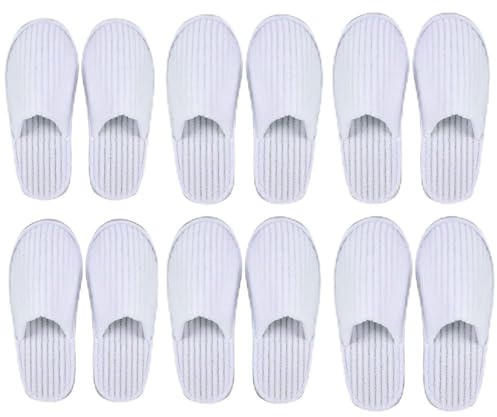 Spydge 6 paia Pantofole dell'hotel Ciabattine Pantofole usa e Getta Lavabili a Punta Chiusa Ciabatte Ospiti per Donna Uomo Bagno Viaggi Casa Ospedale Hotel