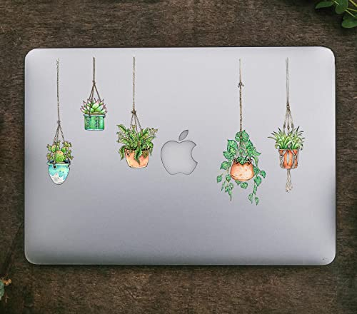 Neu Gestaltung - Fünfer-Set Sticker/Aufkleber mit gezeichneten Hängepflanzen-Motiven - Laptop Sticker - Kühlschrank-Sticker - Laptop Aufkleber - Macbook Sticker - Coole Sachen