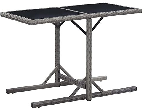 Gecheer Gartentisch Garten Esstisch Terrassentisch Tisch Balkontisch Gartenmöbel Outdoor Anthrazit 110×53×72 cm Glas und Poly Rattan
