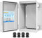 Waterproof Junction Box ABS Plastic, Outdoor Electrical Box IP67 Hinged Cover Project Box with Mounting Plate Wall Brackets and 2 Cable Glands, Grey Electrical Enclosure 8.7x6.7x4.3