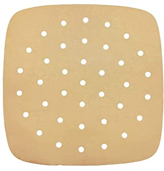 100 forros de papel para freidora de aire, 15 cm, antiadherente, impermeable, a prueba de aceite, forro de papel cuadrado para vaporera, freidora de aire, horno microondas, horno (marrón perforado)