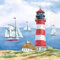 20 Servietten Leuchtturm überragt das Meer | Maritim | Segelboot | Sommer | Tischdeko | Decoupage | Serviettentechnik 33x33cm