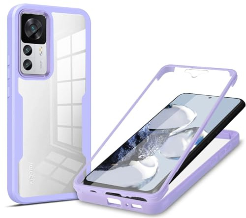 betterfon 360 Grad Hülle, Handyhülle mit eingebautem Displayschutz für Xiaomi Redmi 12T / 12T Pro in Lila