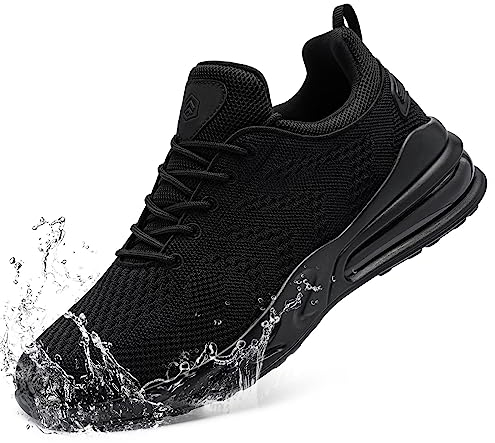 LARNMERN Wasserdicht Schuhe Laufschuhe Herren Sportschuhe Kochschuhe rutschfeste Turnschuhe Fashion Outdoor Casual Schuhe Fitness(Schwarz,41.5)
