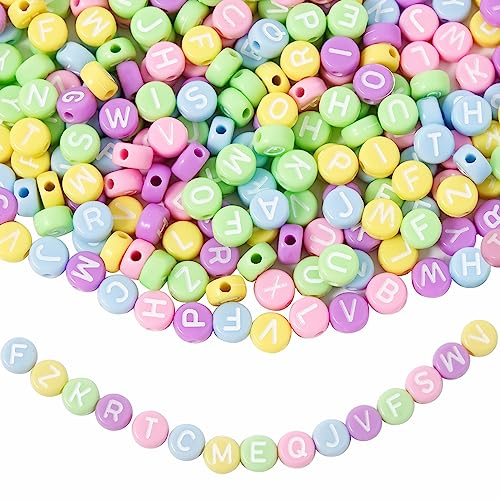 I LOVE MOM 300 Stück Buchstaben Runde Perlen,7mm A-Z Perlen für Armbänder,Acryl Buchstabenperlen für Basteln,DIY Halskette Armband(26 Buchstaben)