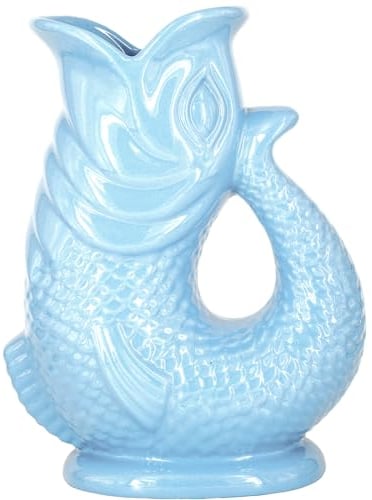 The Bubble Jug Carafe Glouglou en Forme de Poisson, Vase Pichet Surf Bleu Foncé, Très Grand Pichet 1,5 Litre, Pièce Décoration Maison en Céramique pour les Cocktails, l'Eau et le Gin