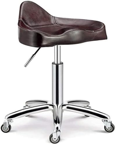 Rollhocker, Hocker auf Rollen, hoher Hocker, Stuhl, 360° drehbar, Friseurstuhl, Edelstahl, Dicker Schwamm, Edelstahl, höhenverstellbar, Verstellbarer Barhocker (C 40 x 60 cm) The New