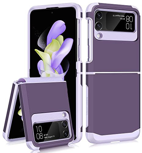 Coolden for Samsung Z Flip 4 Case with Hinge Protection Dual Layer Hard PC Soft TPU Bumper Full Body Shockproof Heavy Duty Protective Phone Case for Samsung Galaxy Z Flip 4 (Purple)