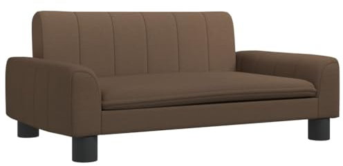 vidaXL Kindersofa, Couch für Kinder, Kindercouch mit runden Kanten, Kindersessel Minisofa Polstersofa Kindermöbel Sofa Kinderzimmer, Braun Stoff