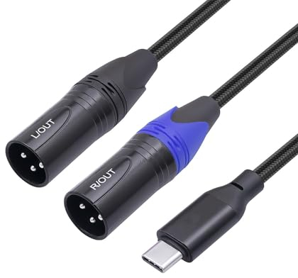 SZLliyxs Audiokabel USB C auf Dual XLR Stecker, Stereo-Verstärkerkabel für Handy, Aktiver Lautsprecher und Verstärker, 90 cm
