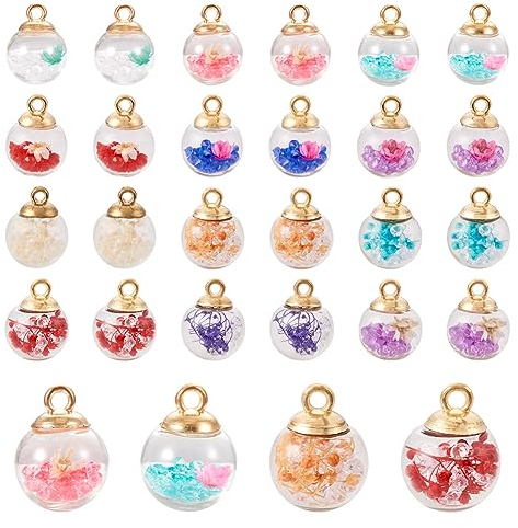 Boutigem Weihnachts-Glaskugel-Charm, Kristallkugel, Ohrring-Charm, Wunschflasche, Schlüsselanhänger, Anhänger für Schmuckherstellung, Glas