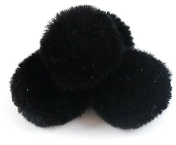 SYSUII 20 Stück Fellbommel Pompon Kunstfell Pompon 5cm Künstliche Fellbommel für StrickMützen und Beanies Taschenanhänger Schlüsselanhänger Anhängern Basteln Waschbär Haarkugel Anhänger DIY-Schwarz