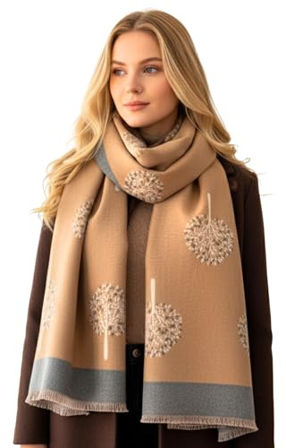 The Accessory Co. Cashmere Tree Life Blanket Scarf - Reversible Scarf Women Pashmina Shawl, Winter Scarfs Women, Large Wrap, Warm Scarf, Tree of Life Print Ladies Scarves Long Wraps, Womens Gifts